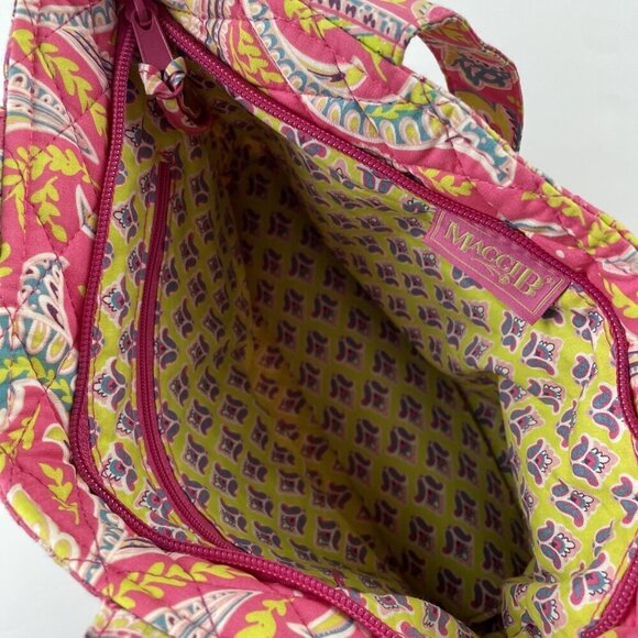 Maggi B Quilted French Country M Paisley Tote Bag Medium 10”x8”x3” Fuchsia Fizz - Picture 10 of 11